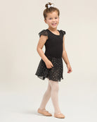 Girls Sparkling Flutter Sleeves Dress in Black