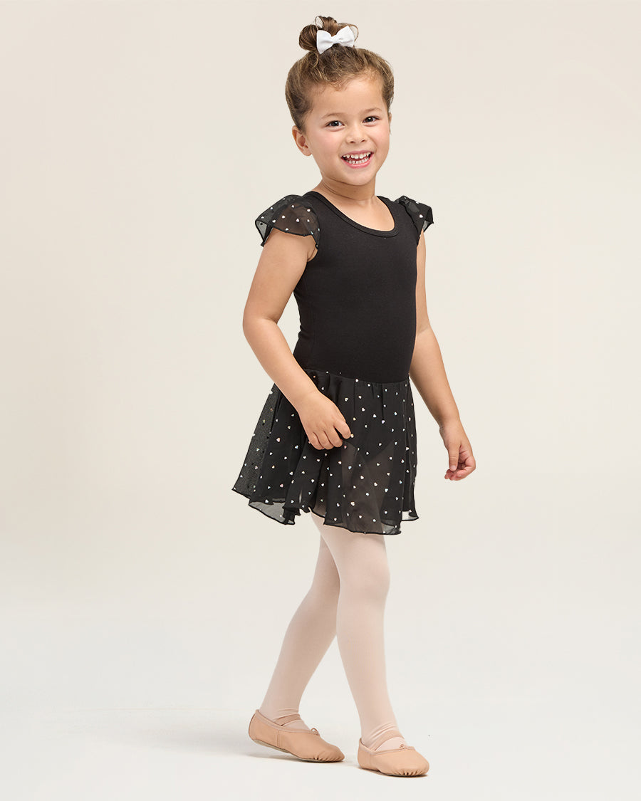 Girls Sparkling Flutter Sleeves Dress in Black