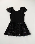 Girls Sparkling Flutter Sleeves Dress in Black