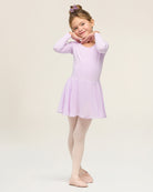 Lavender Girls Long Sleeve Ballet Leotards with Sheer Skirt