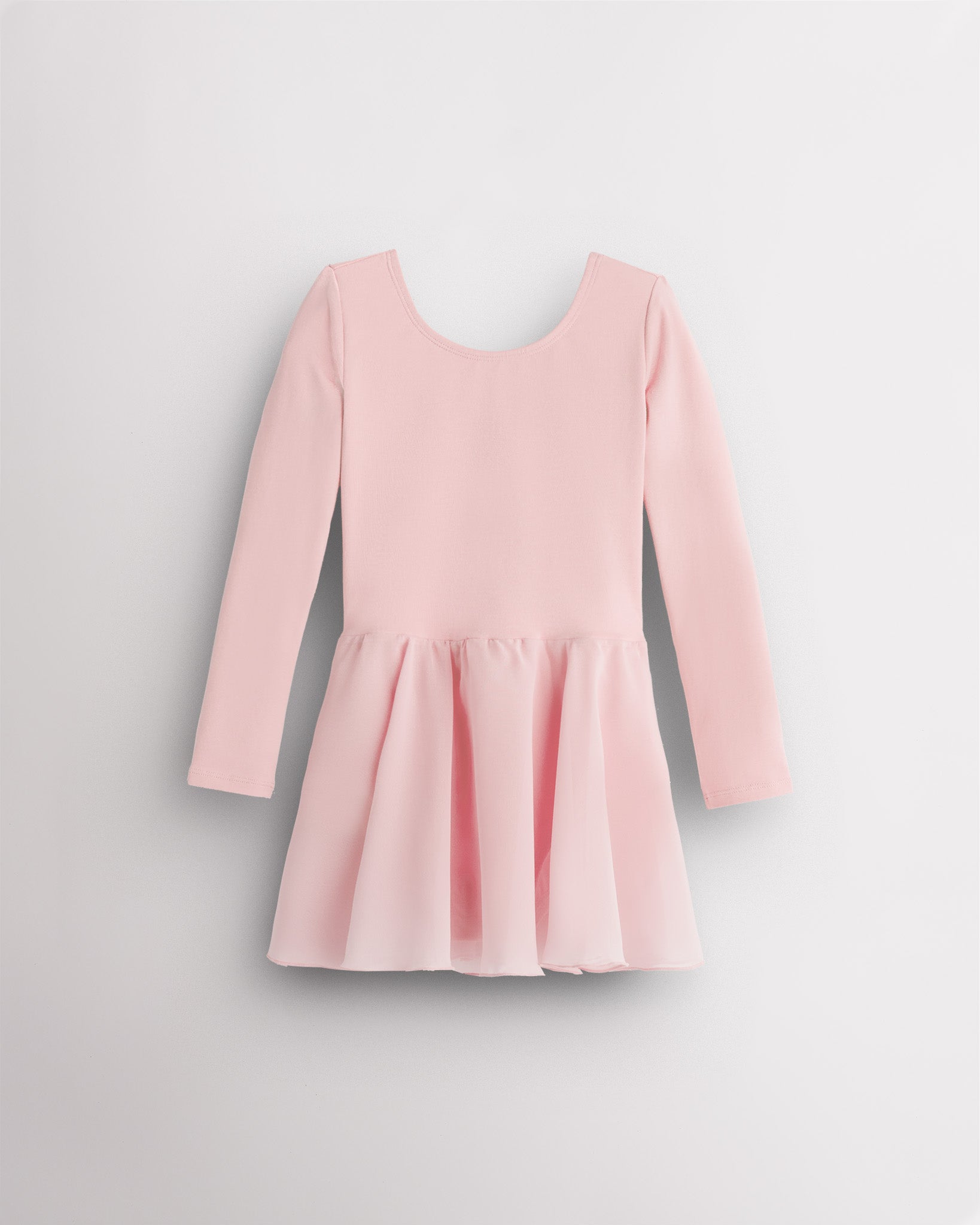 Ballet Pink Girls Long Sleeve Ballet Leotards with Sheer Skirt