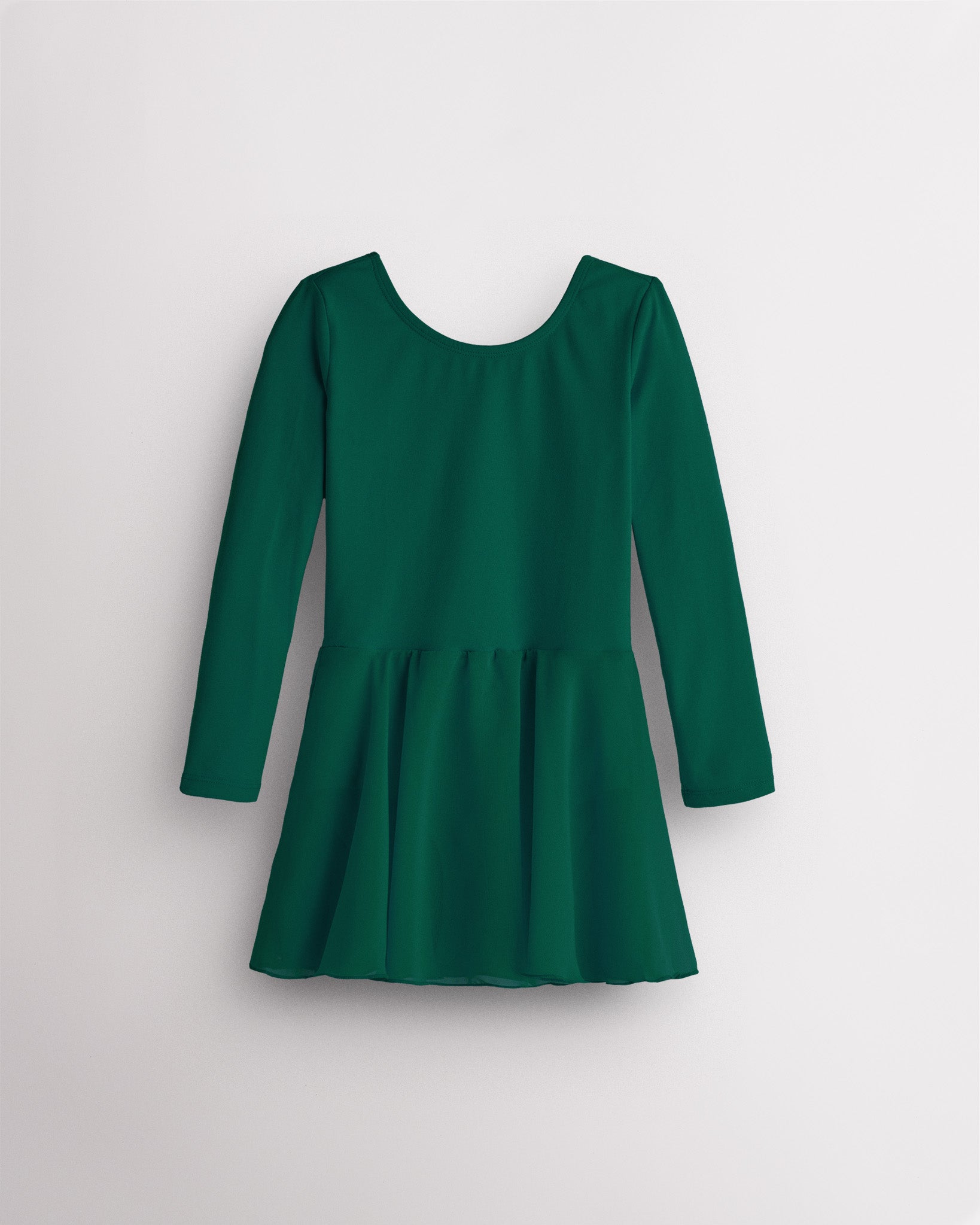 Green Girls Long Sleeve Ballet Leotards with Sheer Skirt