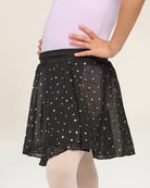 Sparkling Black Girls Chiffon Pull-On Wrap Skirt