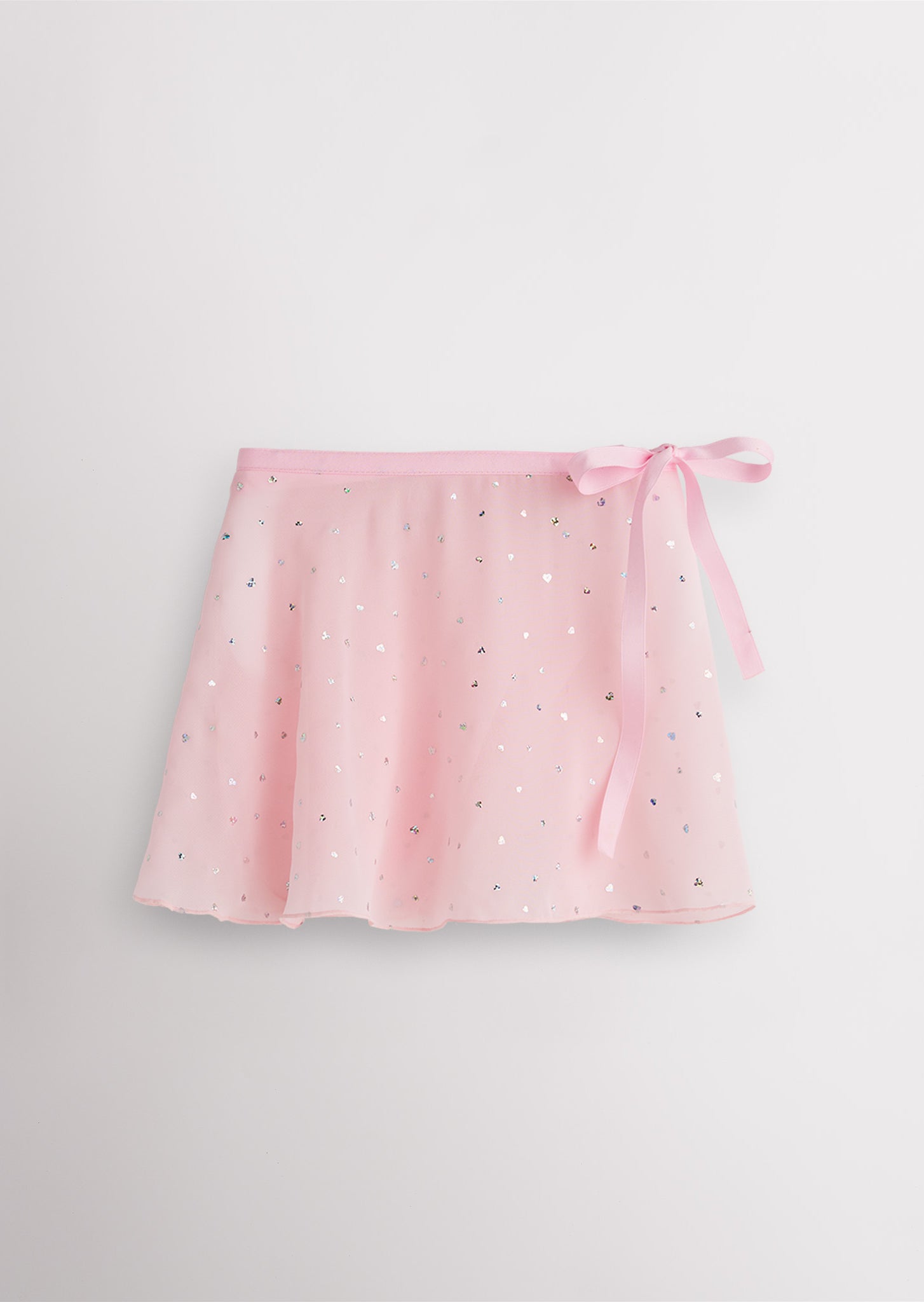 Girls Chiffon Wrap Skirt With Adjustable Tie in Sparkling Ballet Pink