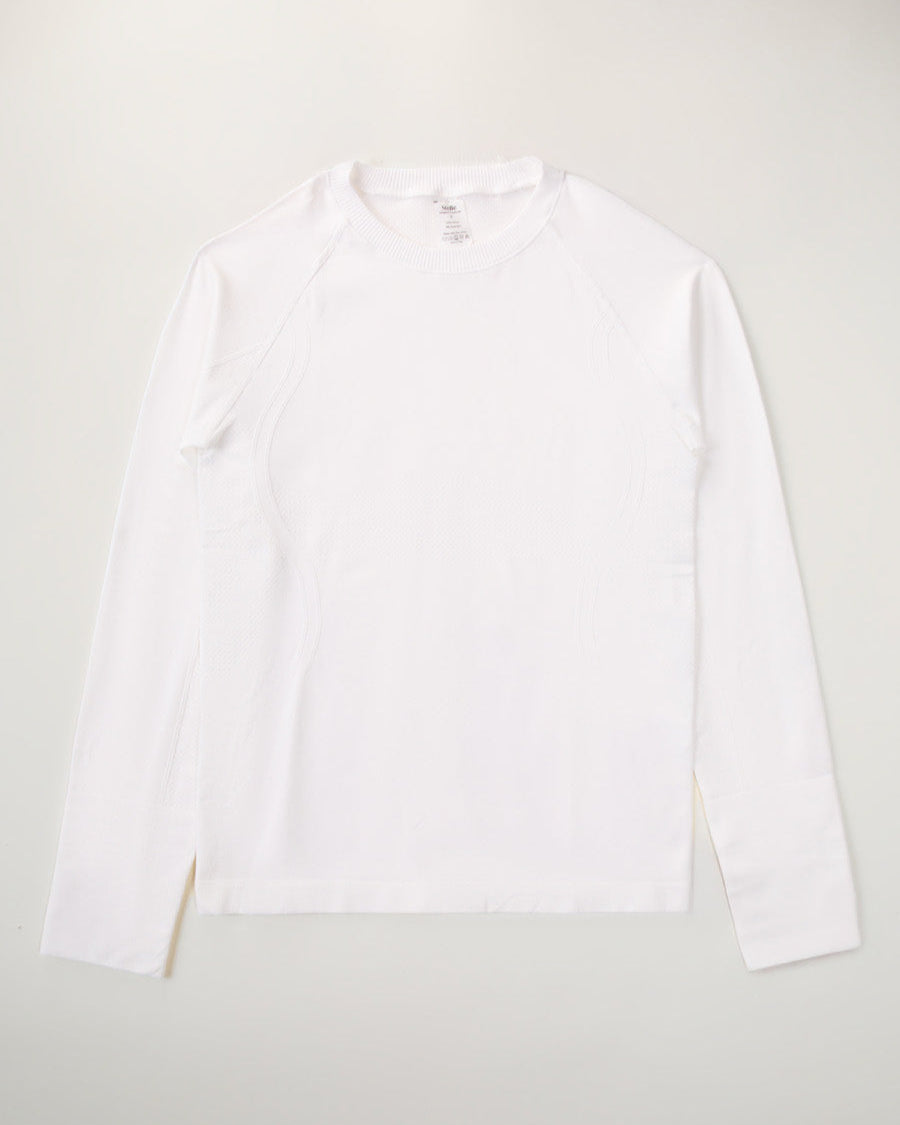 White Seamless Long Sleeve Tops