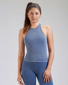 Seamless Wash Denim Blue Sports Tank