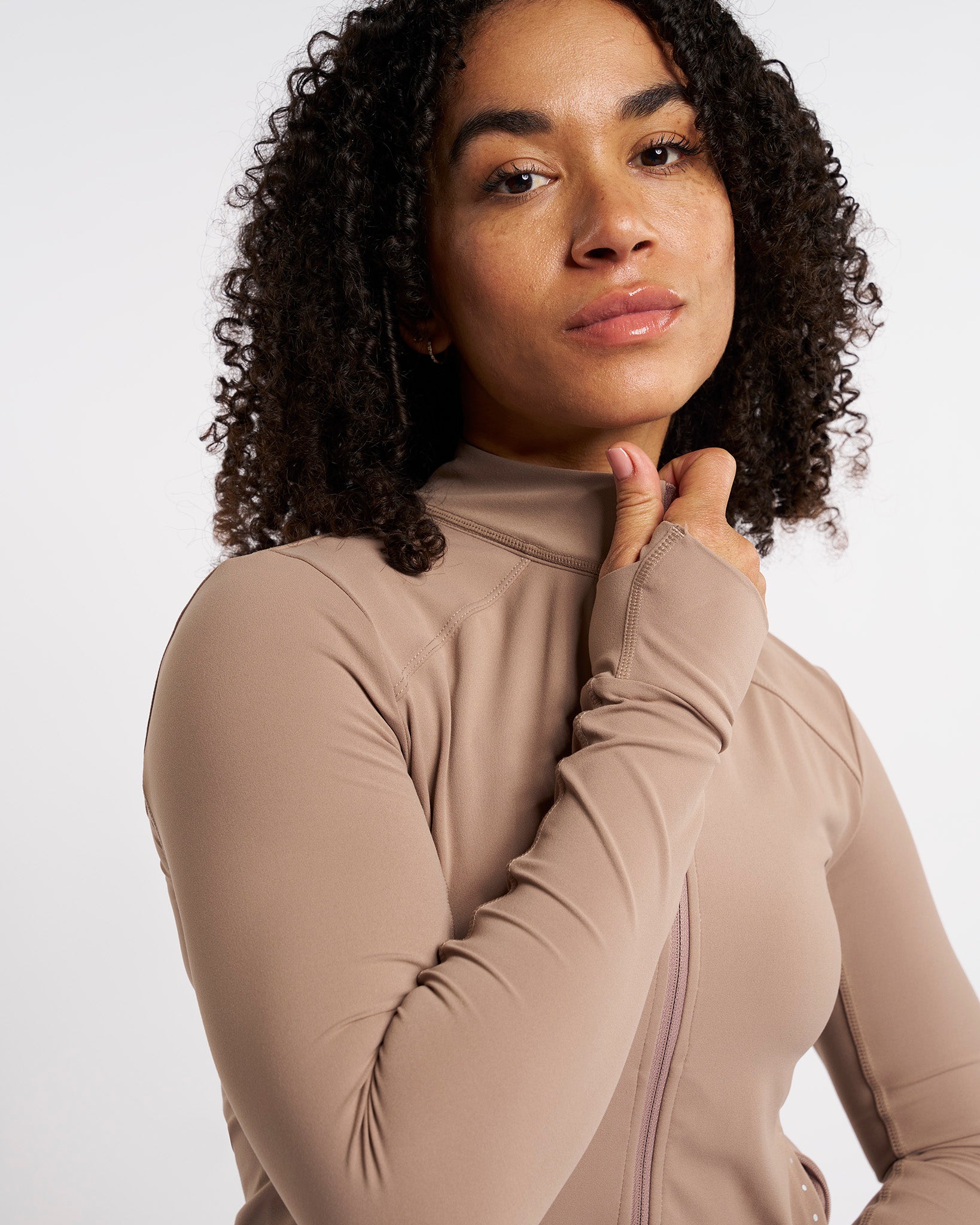 Mocha Athletic Zip Up Jacket