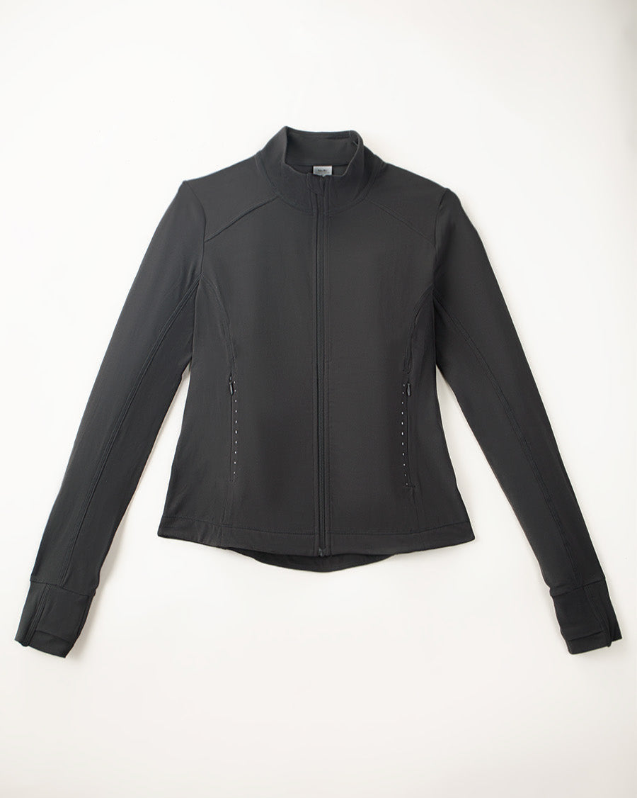Charcoal Slim-Fit Athletic Jacket | Full-Zip with Pockets