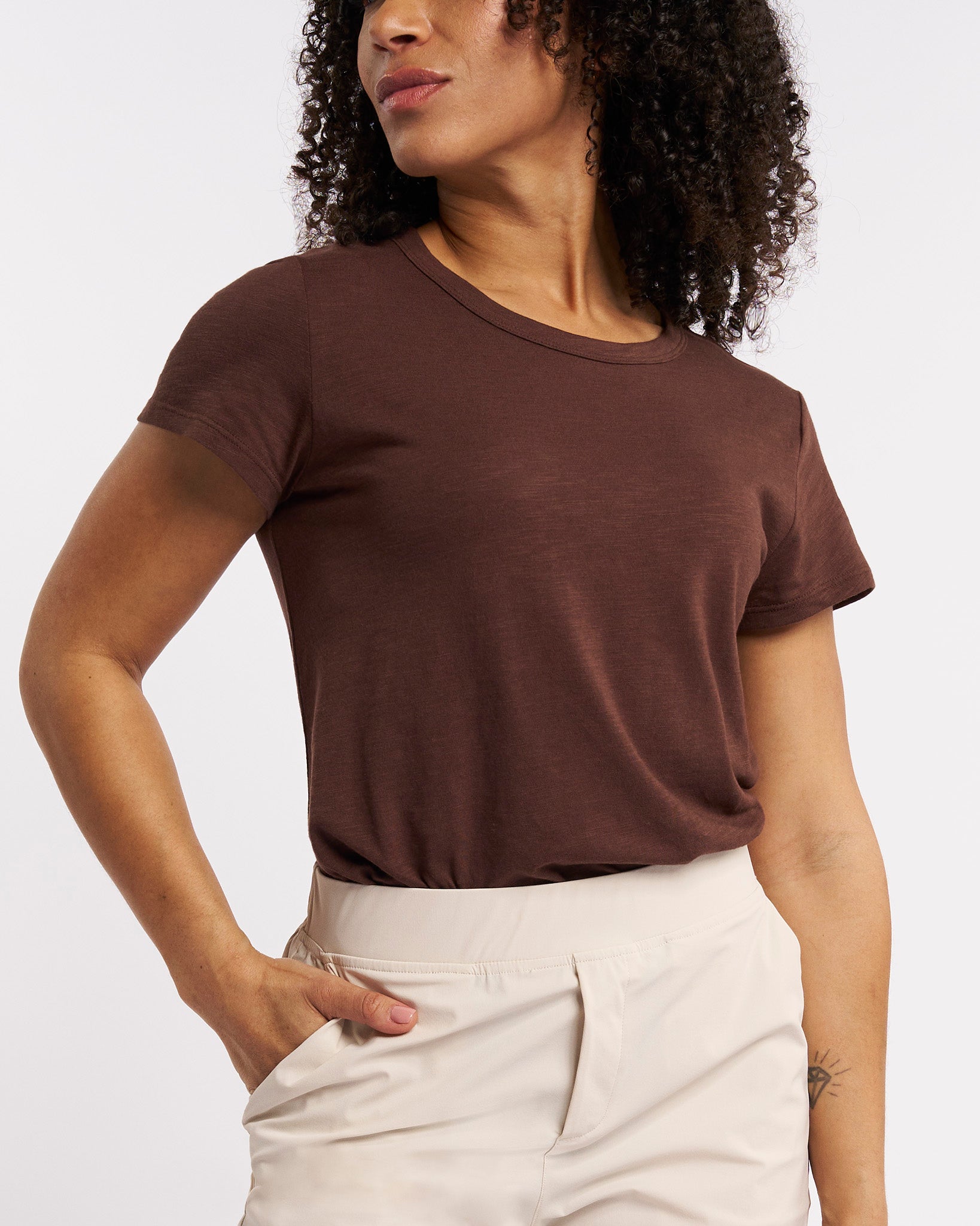 Womens Cocoa Slub Cotton T-Shirt