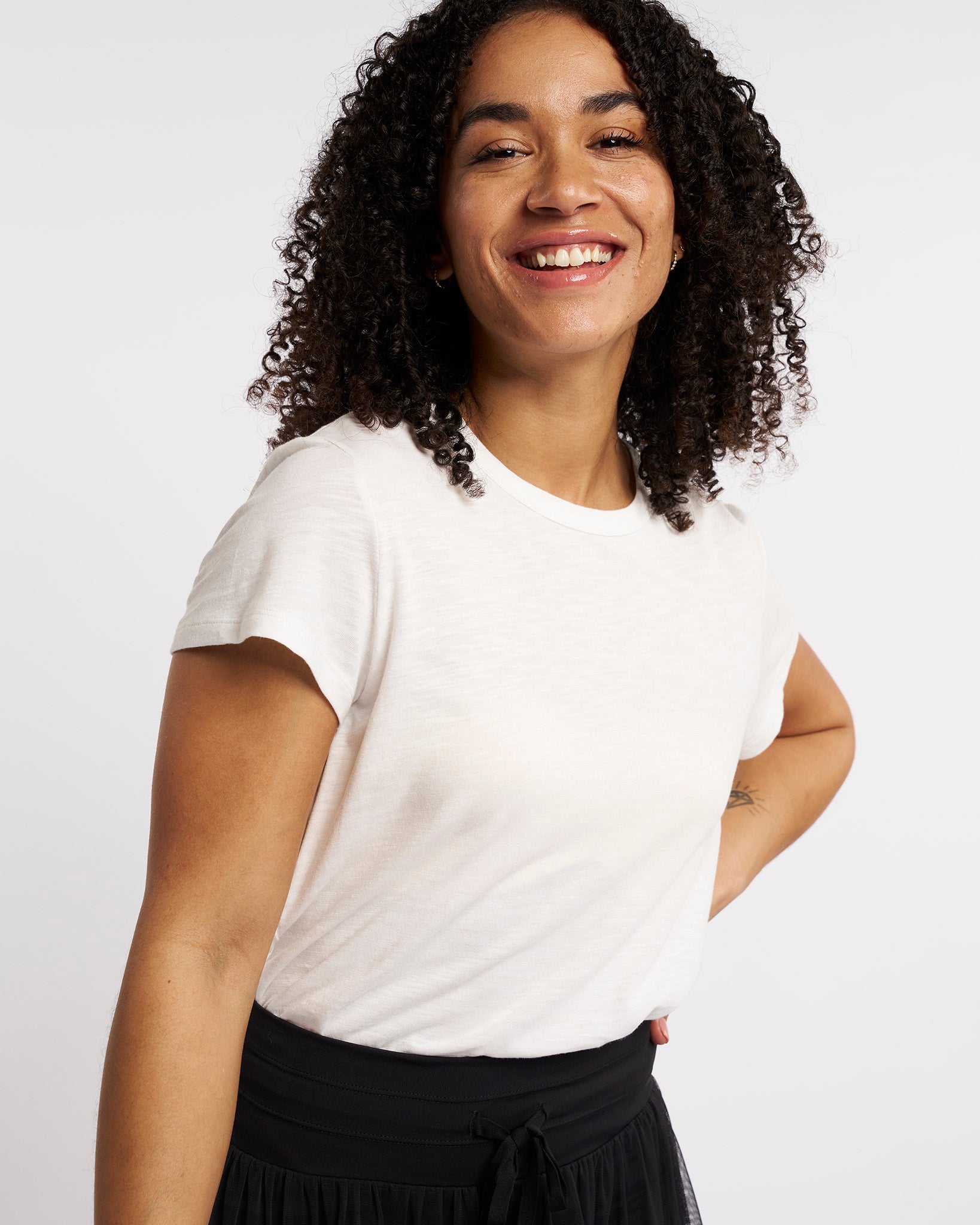 Soft Cotton Slub T-Shirt in Off White