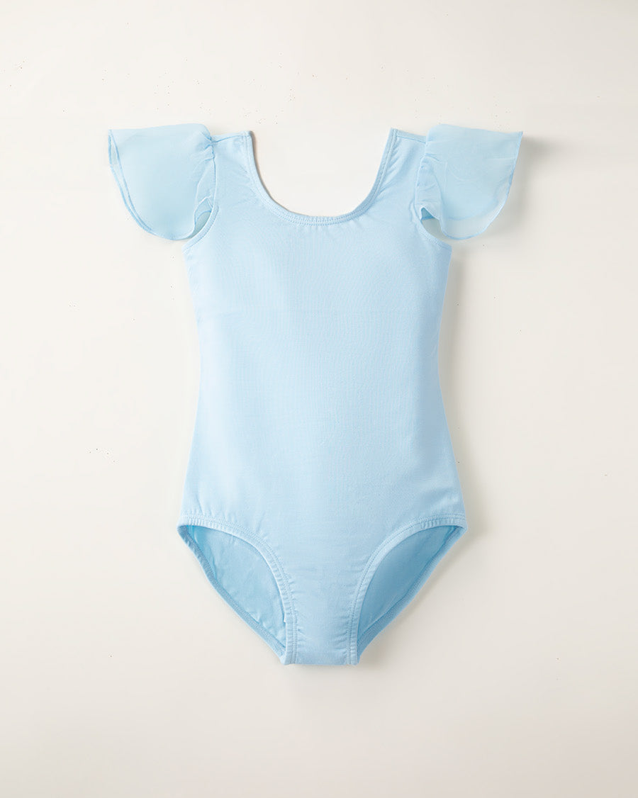 Blue Girls Flutter Sleeve Dance Leotard -  View 1