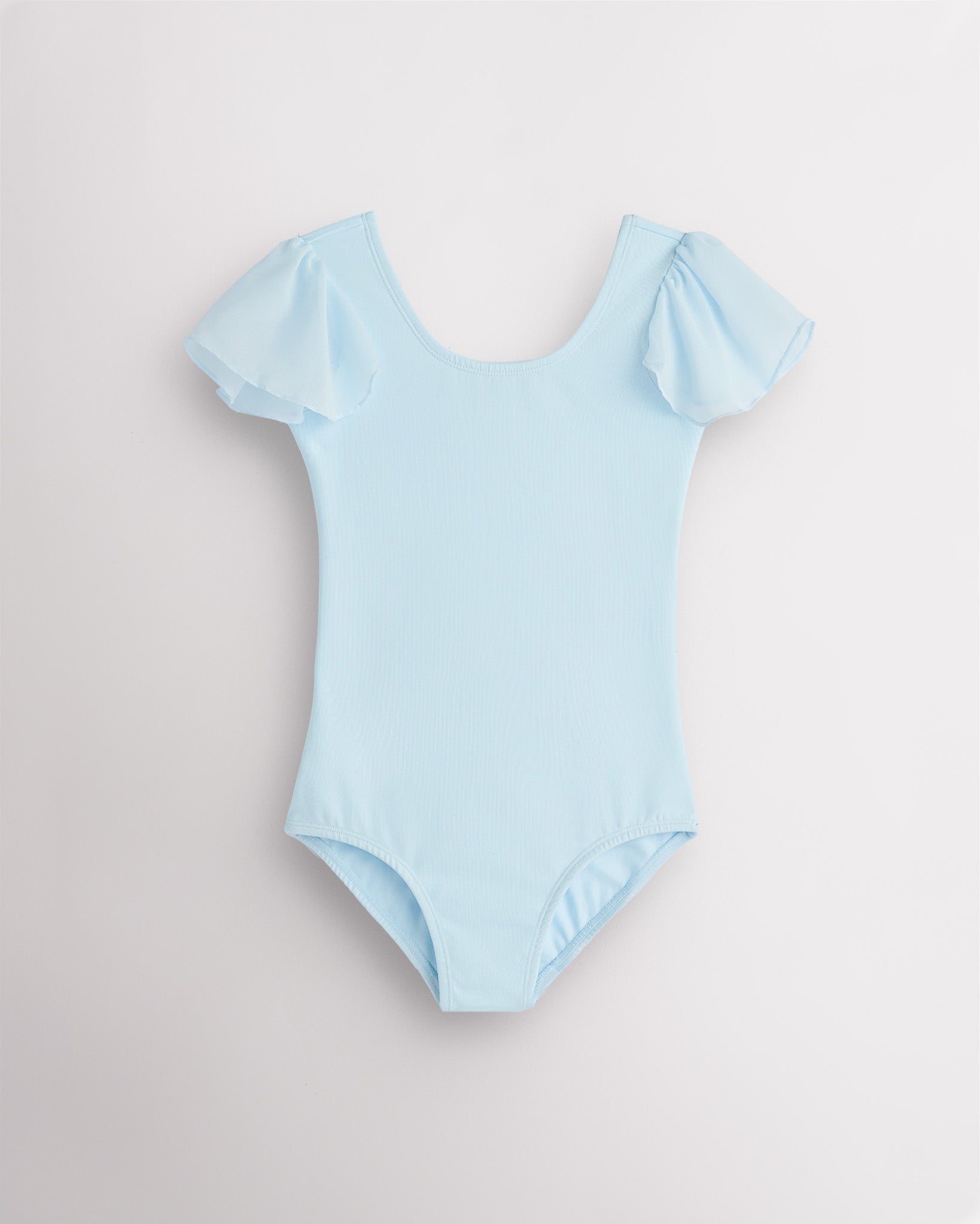 Girls Flutter Sleeve Cotton Dance Leotard in Blue