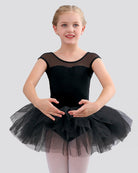 Girls Sweetheart Mesh Inserted Tank Tulle Dress in Black