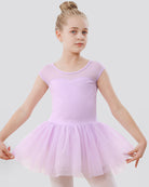 Girls Sweetheart Mesh Inserted Tank Tulle Dress in Lavender