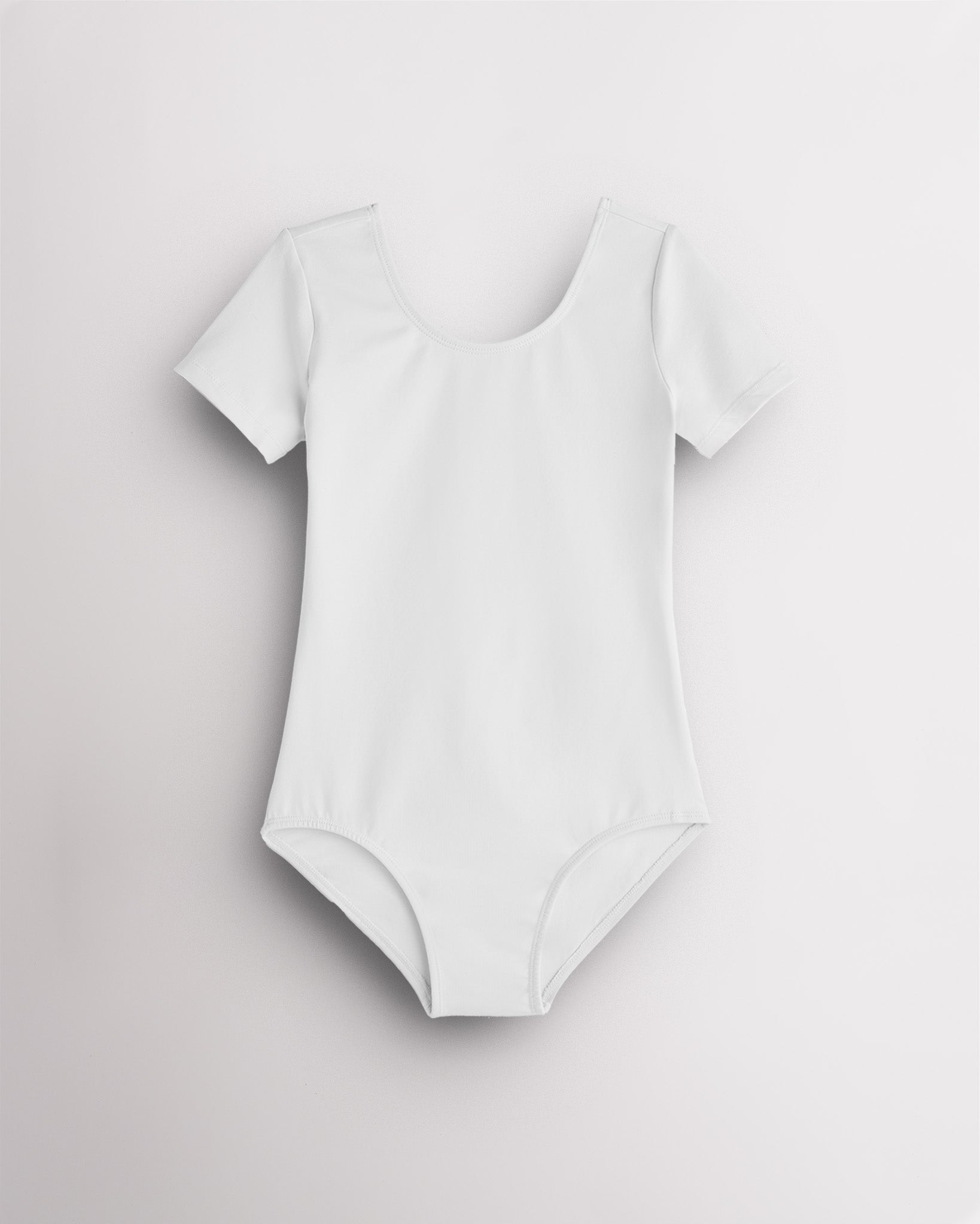 Basic Short-Sleeve Performance Leotard in White
