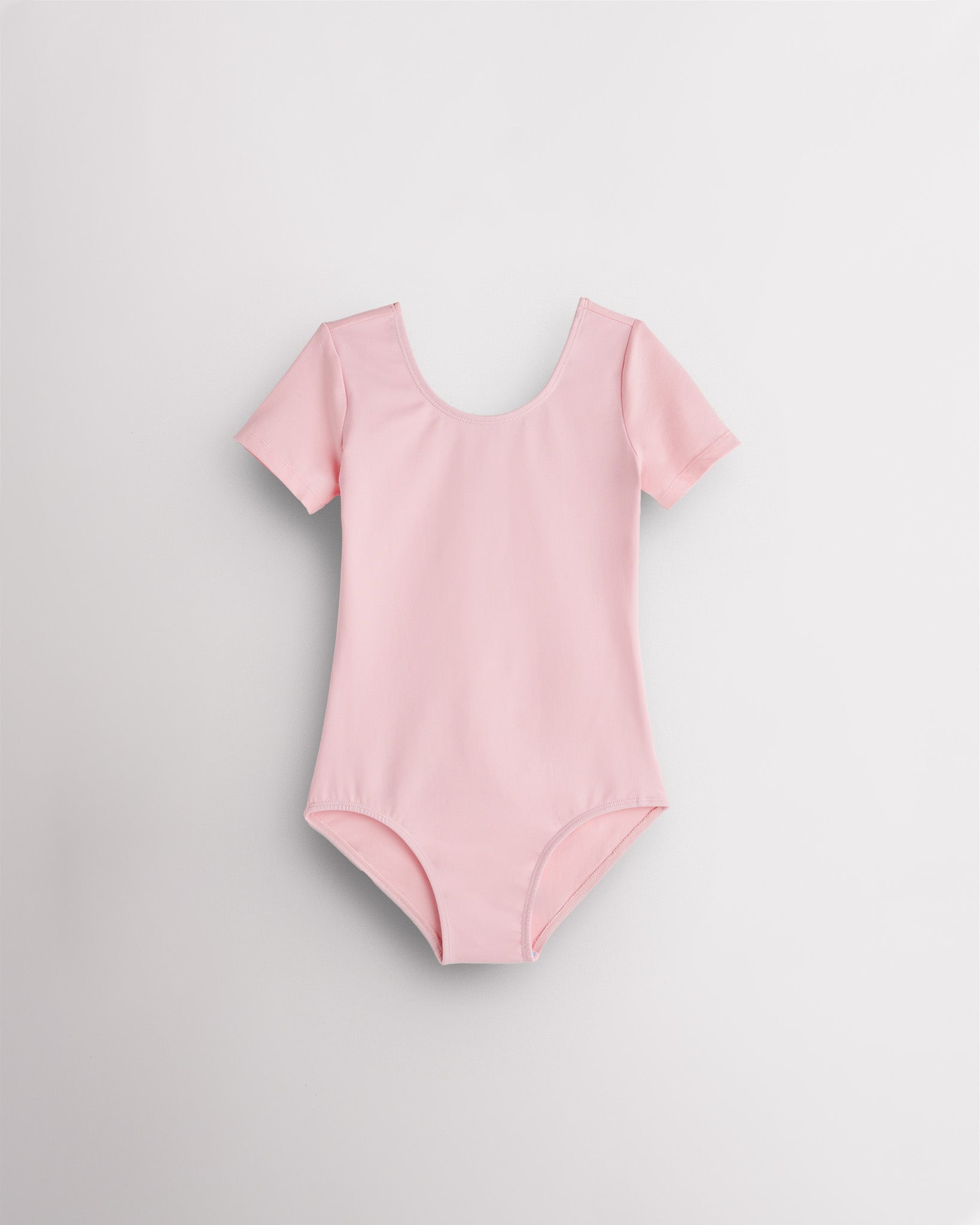 Girls Performance Short-Sleeve Leotard in Ballet Pink