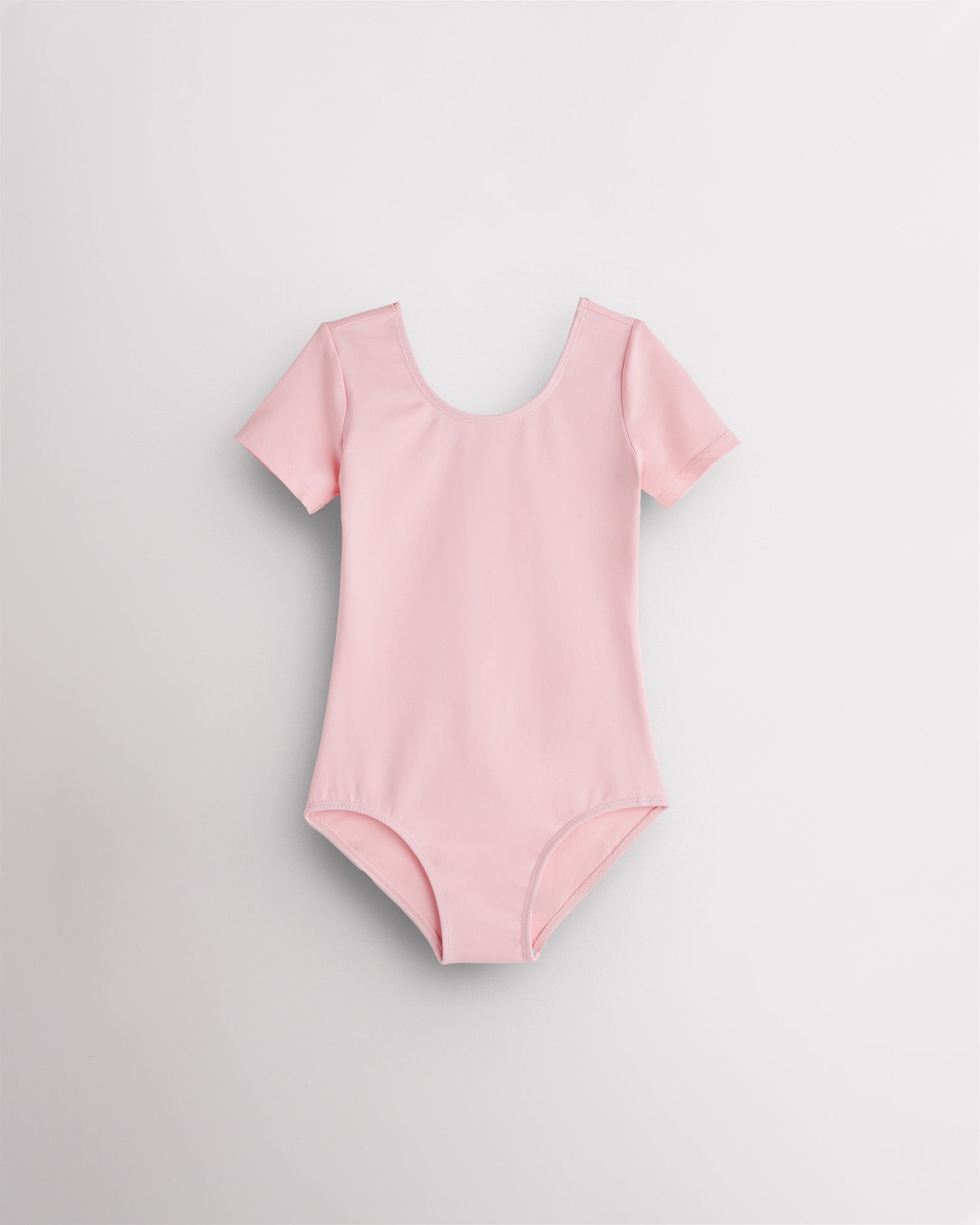 Girls Performance Short-Sleeve Leotard in Ballet Pink
