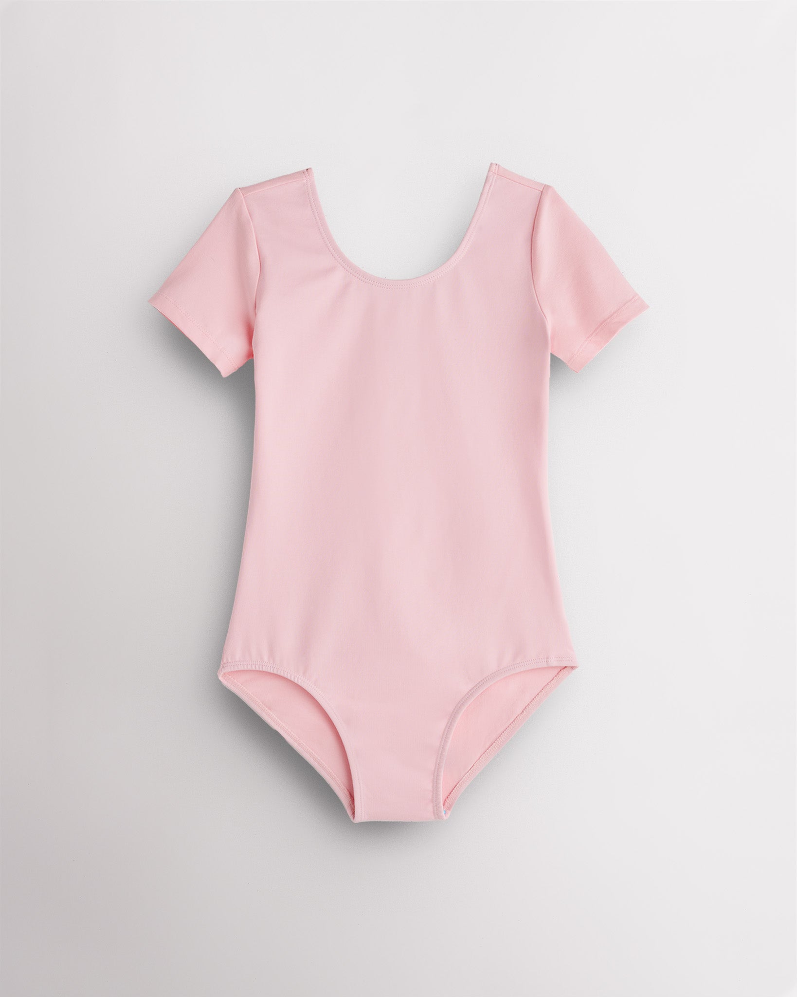 Girls Performance Short-Sleeve Leotard in Ballet Pink