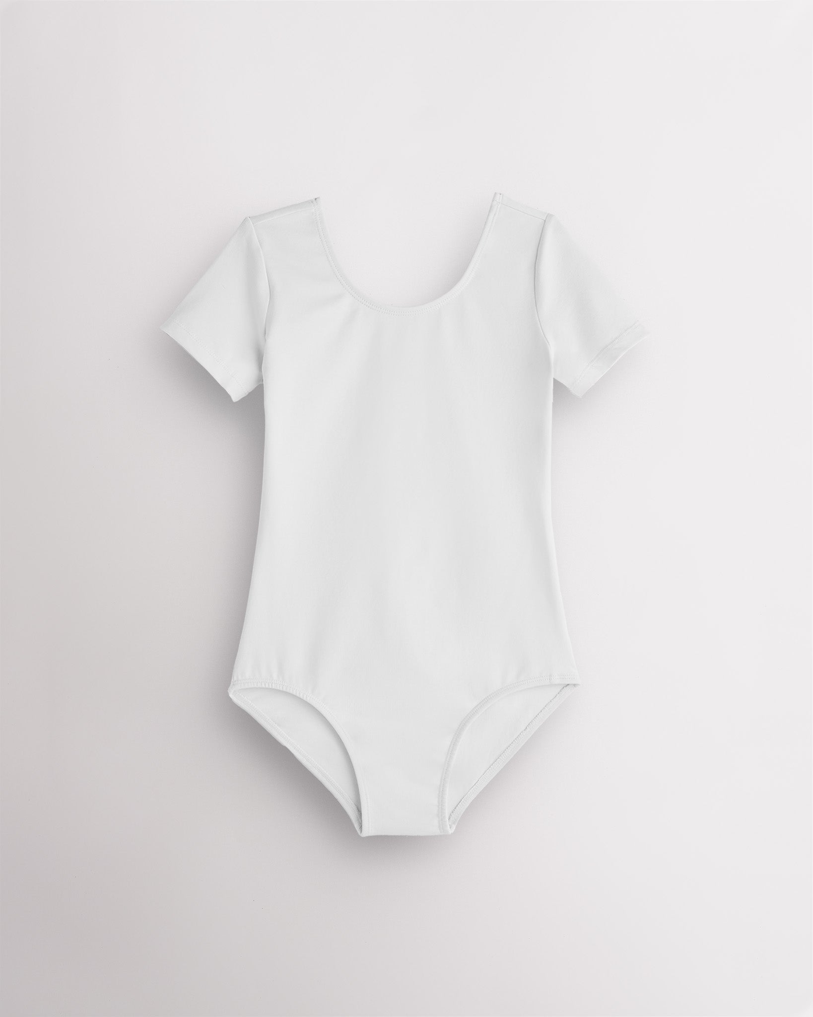 Girls Performance Short-Sleeve Leotard in White