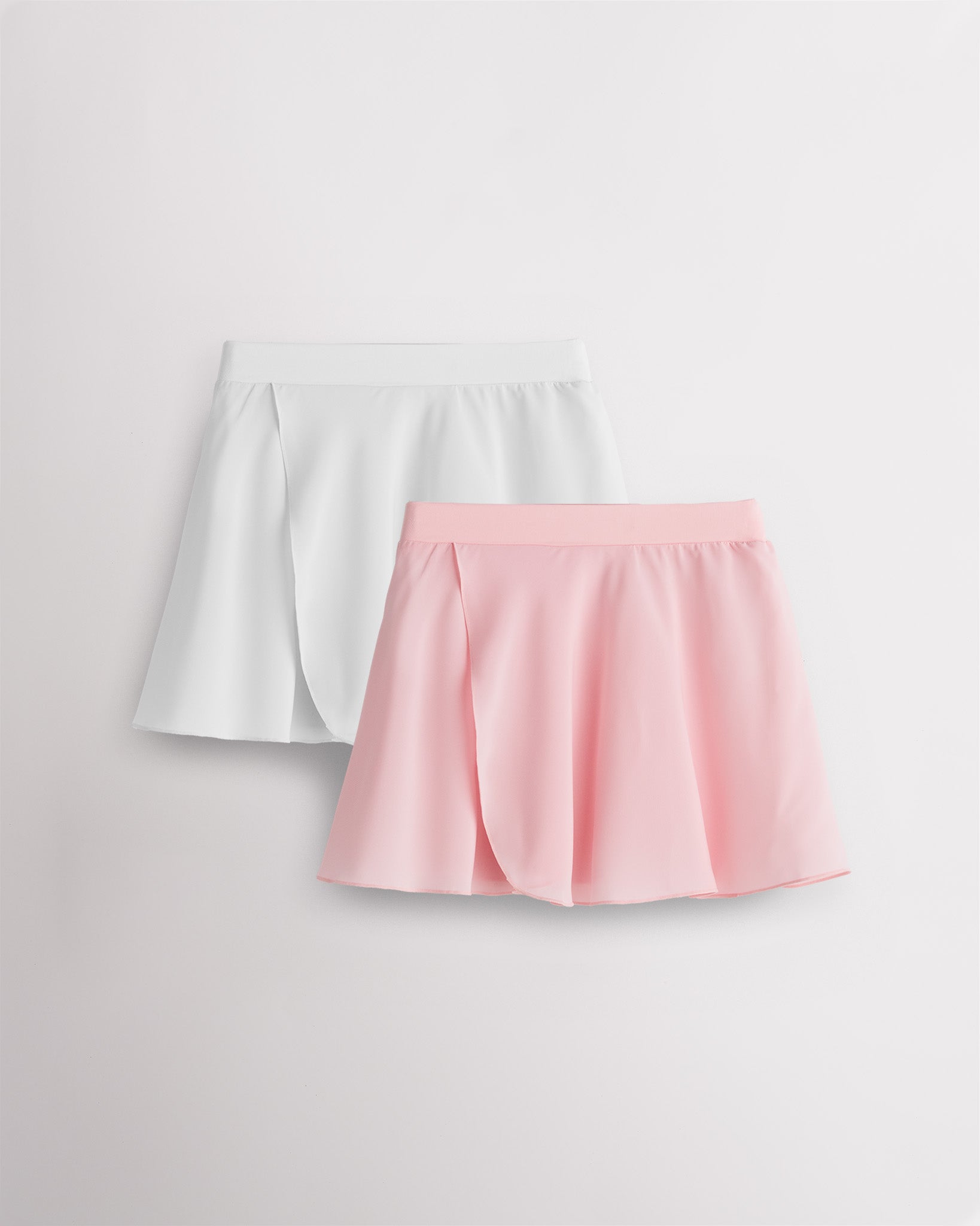 Girls Chiffon Pull-On Skirt 2-Pack (Pink + White)