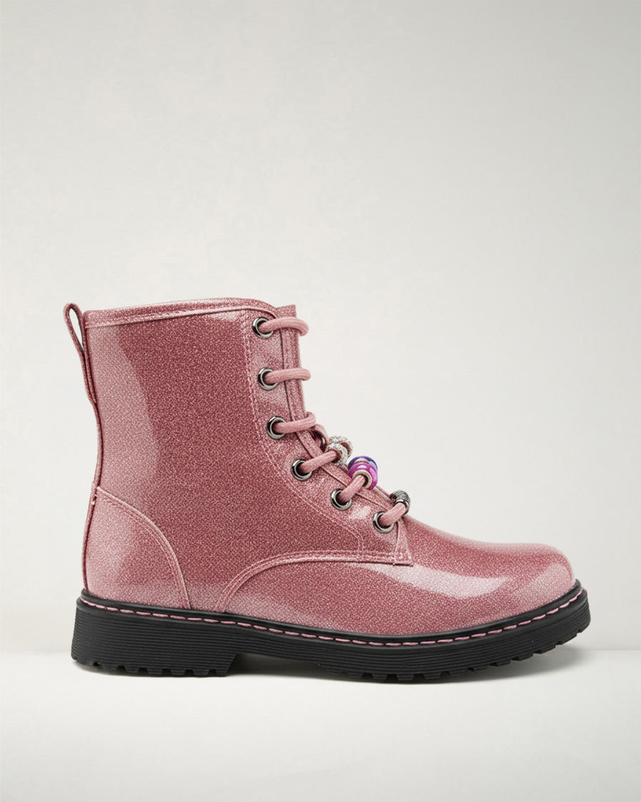 Pink Glitter Tough Stuff Kids Combat Boots