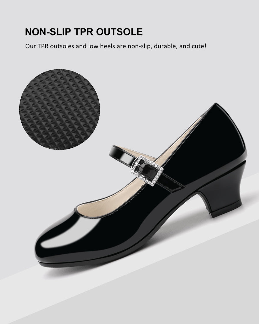 Black Girls Glossy Mary Jane Heels