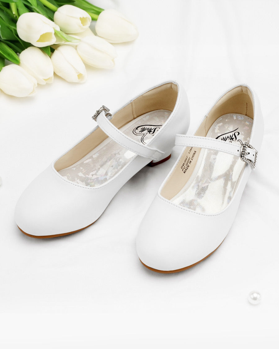 White Girls Glossy Mary Jane Heels