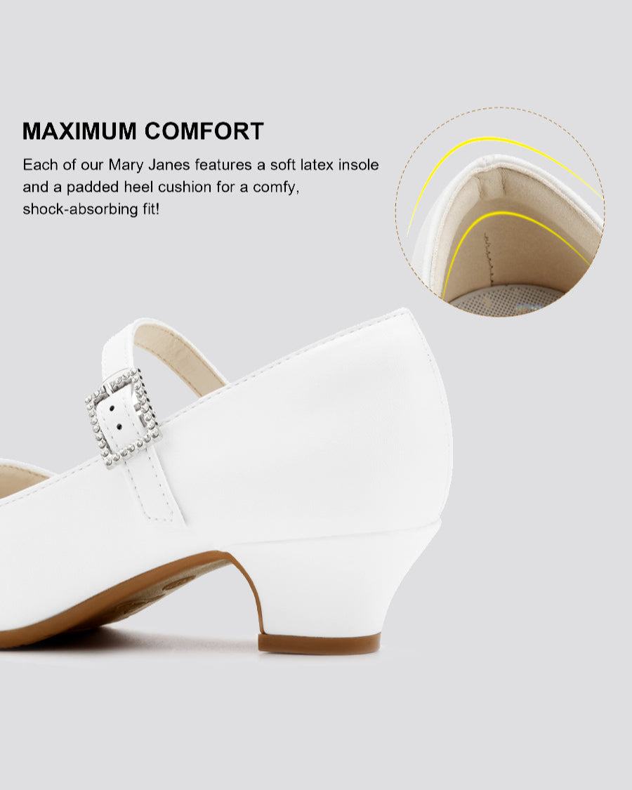 White Girls Glossy Mary Jane Heels