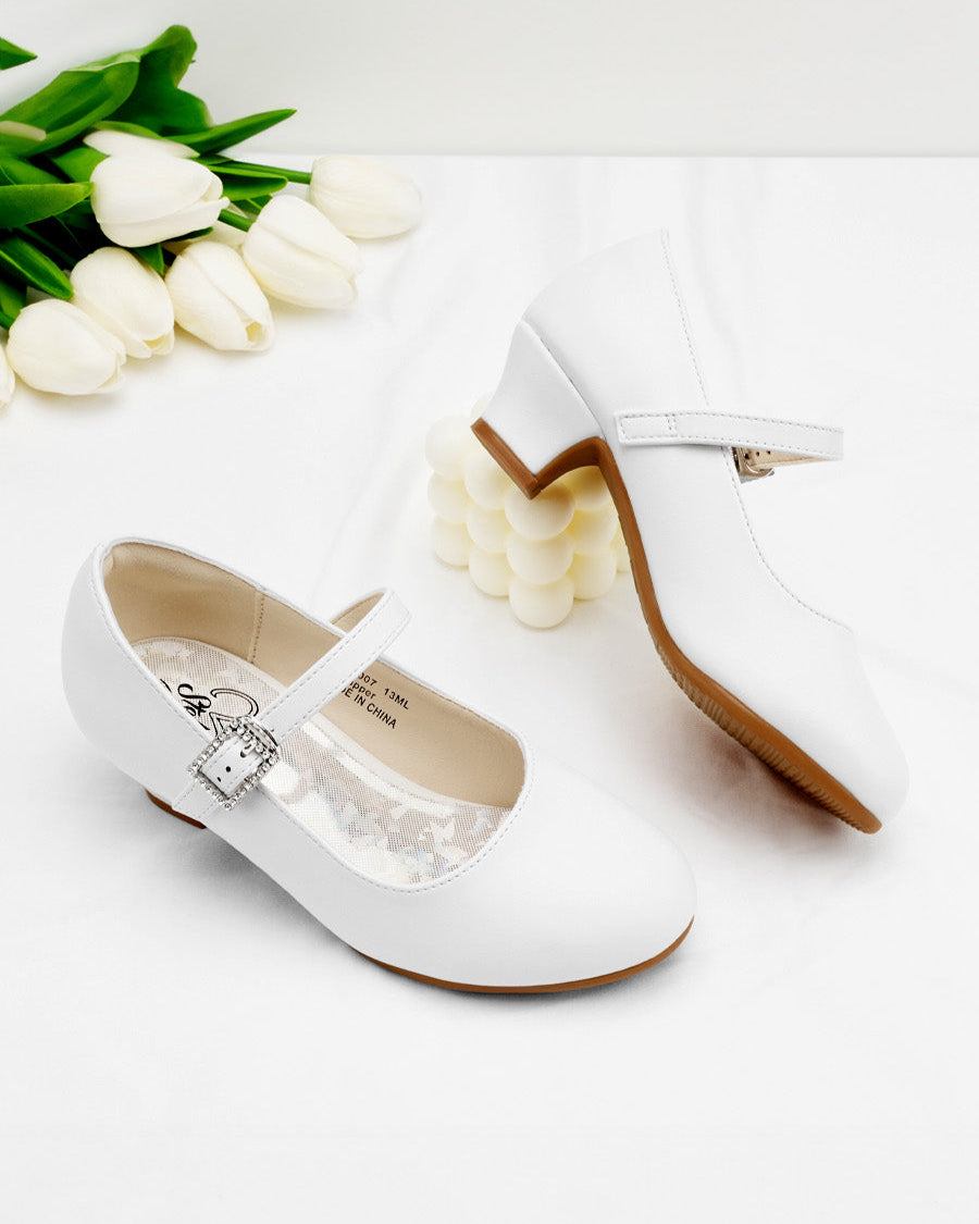 White Girls Glossy Mary Jane Heels
