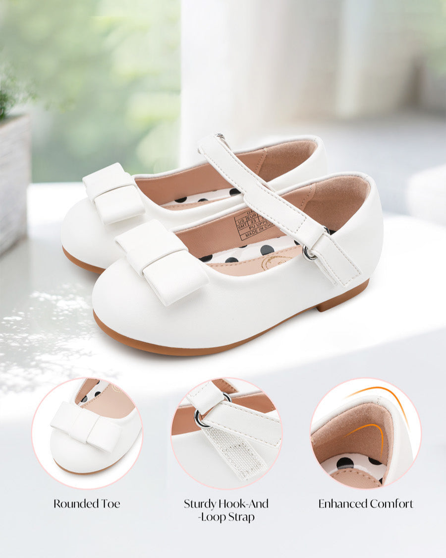 White Girls Faux Leather Mary Janes