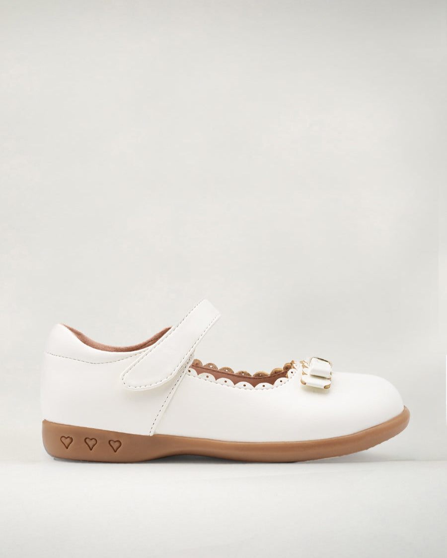 White Girls Mary Jane School Shoes with Strap - View 1