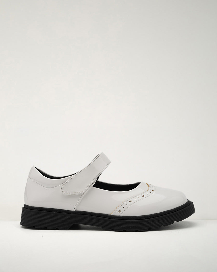 White Girls Faux Leather Mary Janes