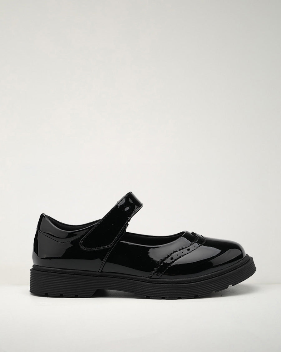 Glossy Black Girls Faux Leather Mary Janes