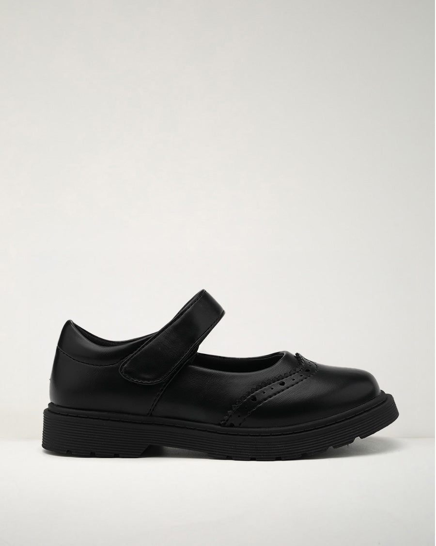 Matte Black Girls Faux Leather Mary Janes