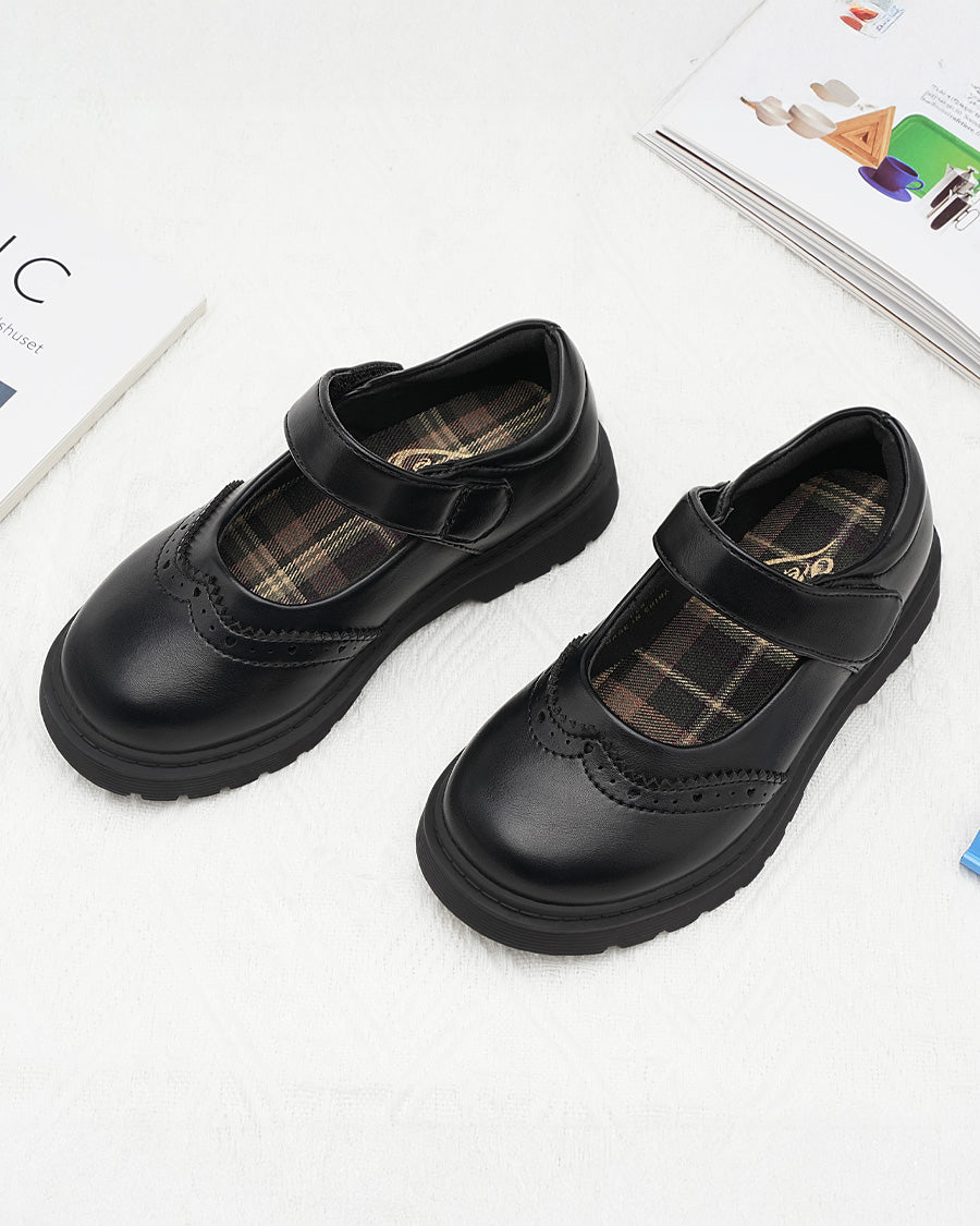 Matte Black Girls Faux Leather Mary Janes