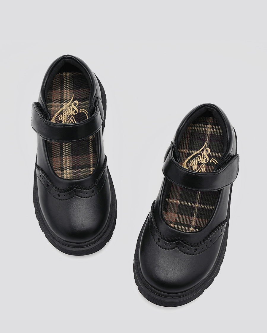Matte Black Girls Faux Leather Mary Janes