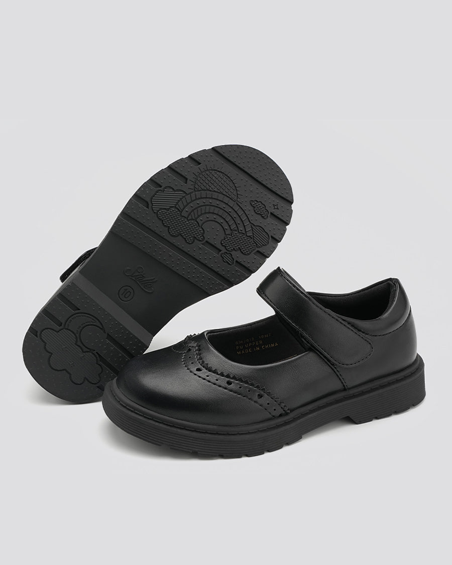 Matte Black Girls Faux Leather Mary Janes