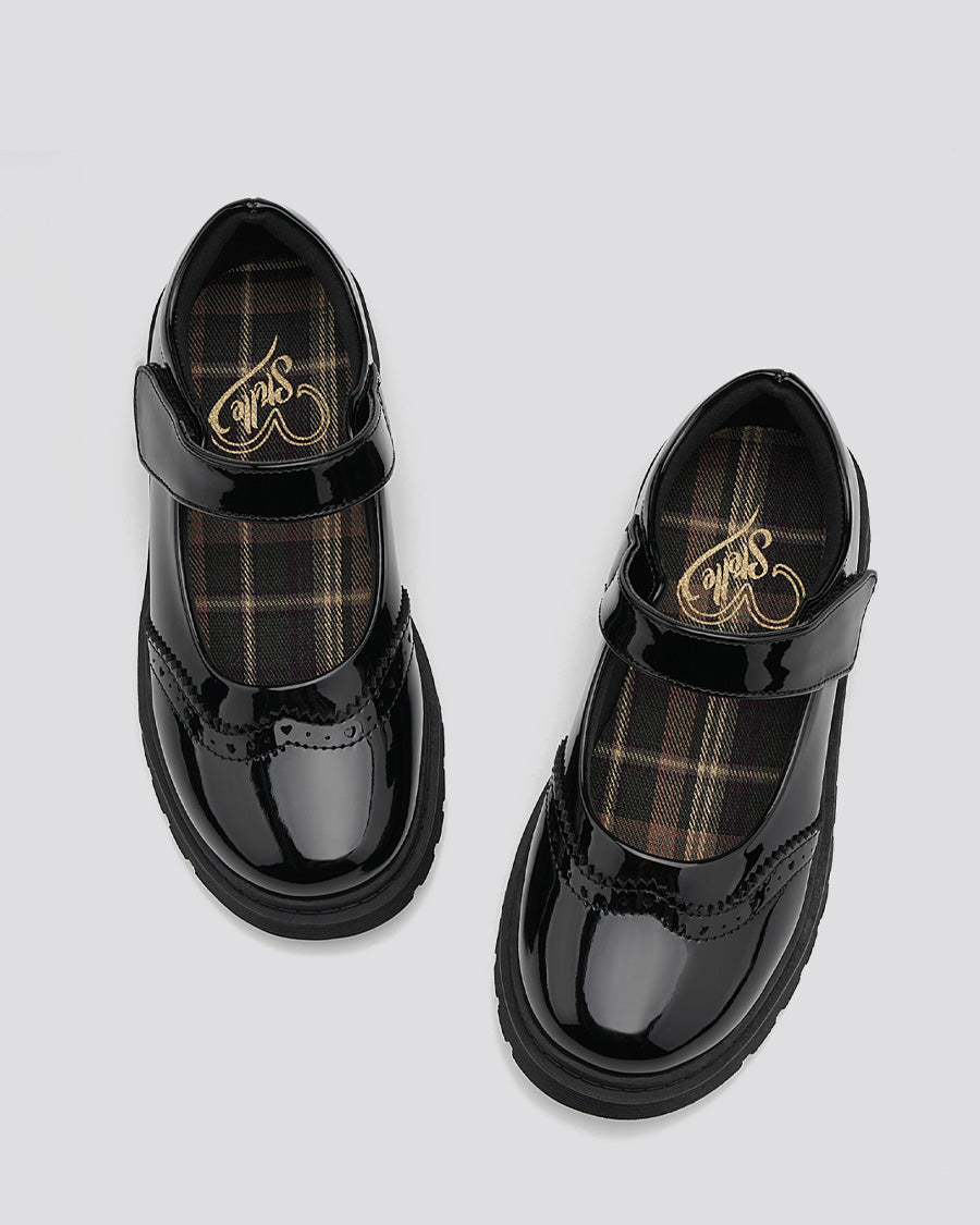 Glossy Black Girls Faux Leather Mary Janes