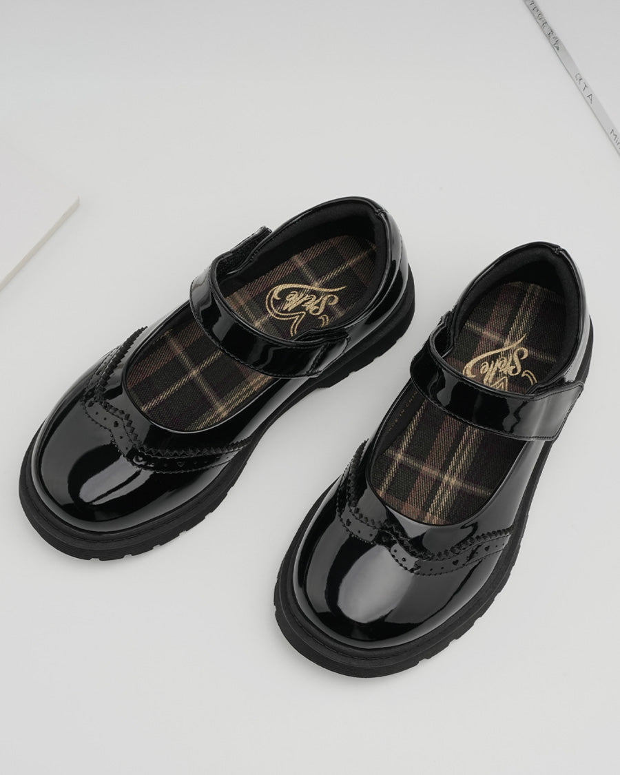 Glossy Black Girls Faux Leather Mary Janes