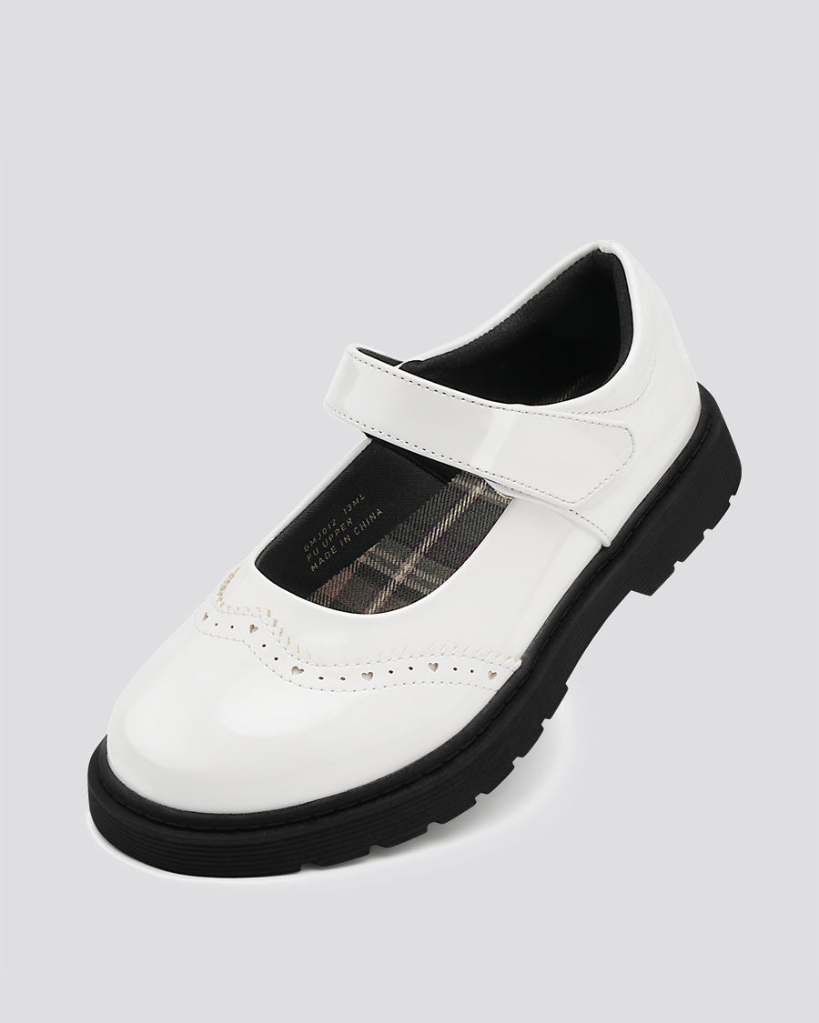 White Girls Faux Leather Mary Janes