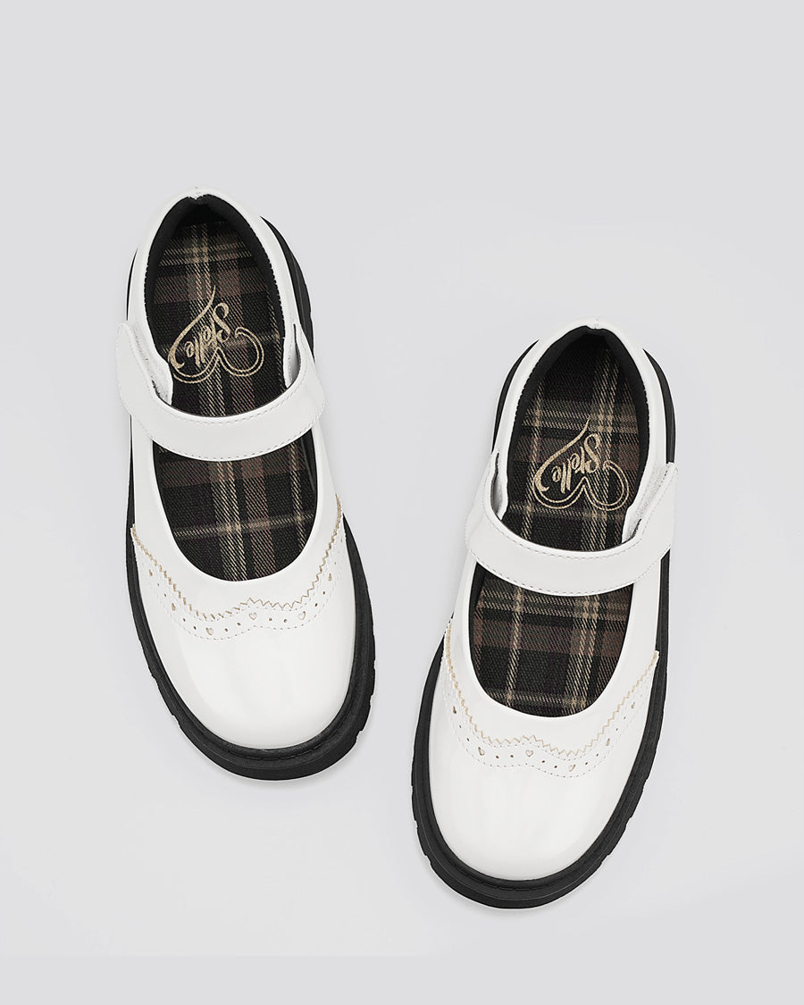 White Girls Faux Leather Mary Janes