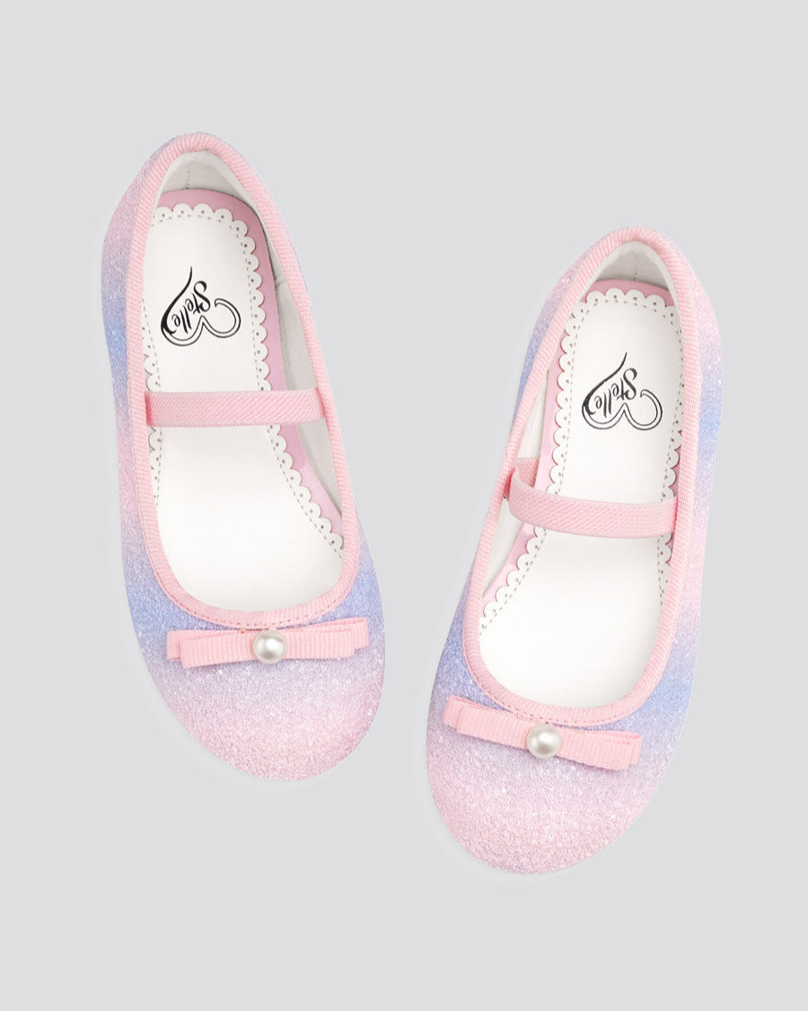 Rainbow Girls Glitter Ballet Flats | Kids Dress Shoes with Strap