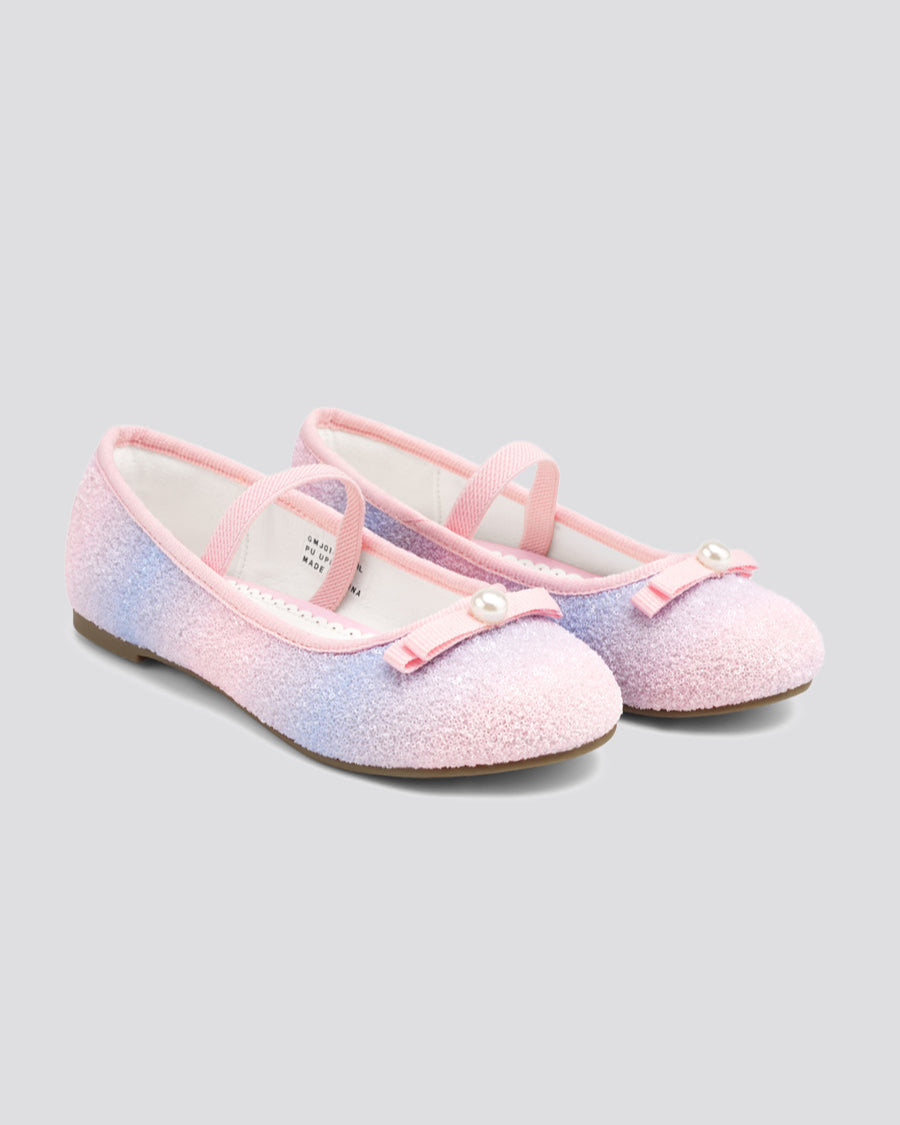 Rainbow Girls Glitter Ballet Flats | Kids Dress Shoes with Strap