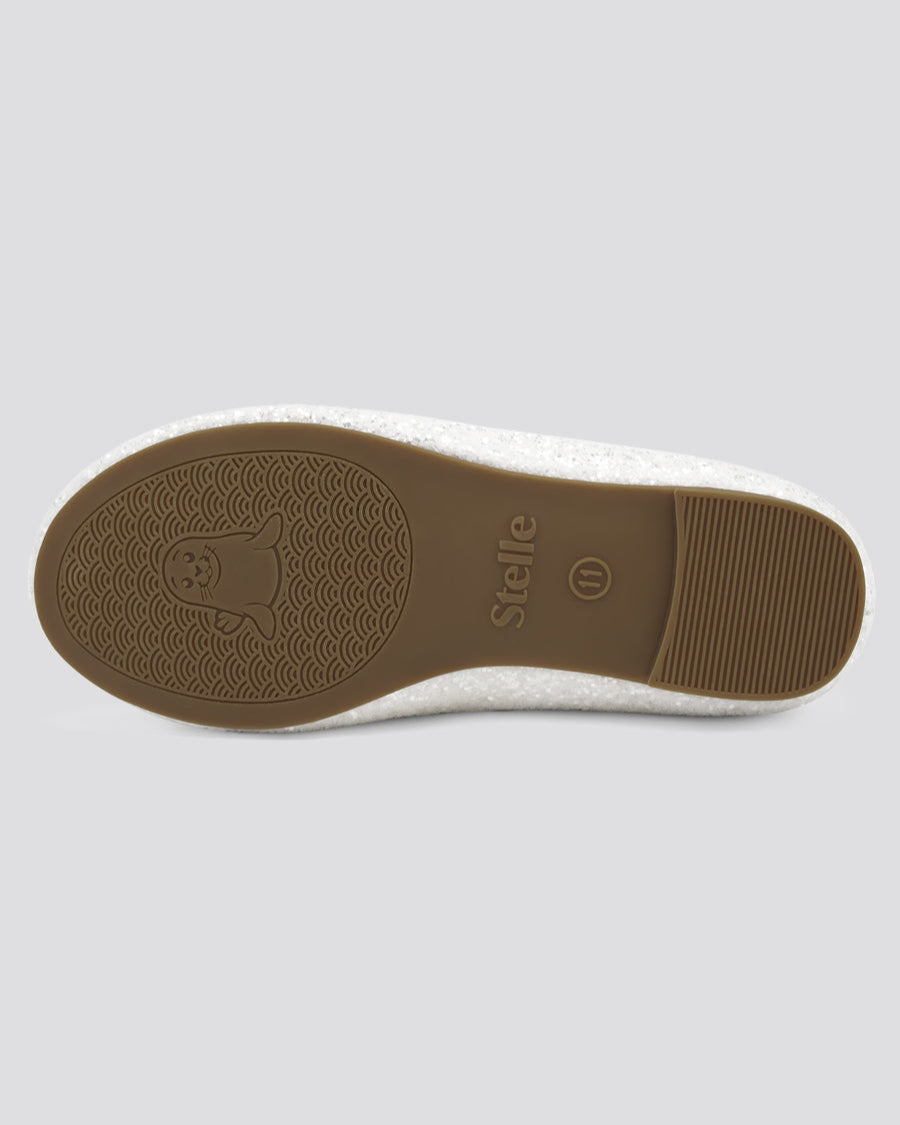 White Girls Glitter Ballet Flats with Strap