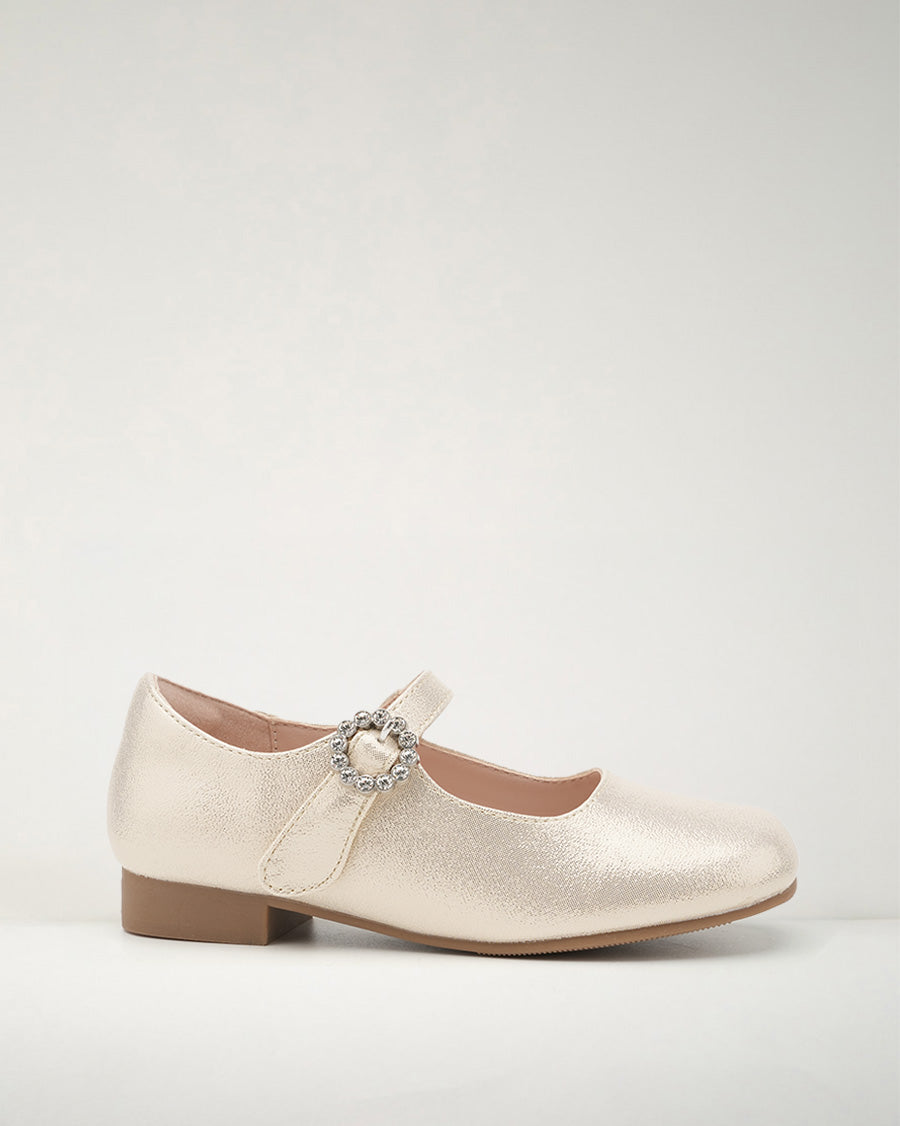 Gold Girls Low-Heel Dress Shoes