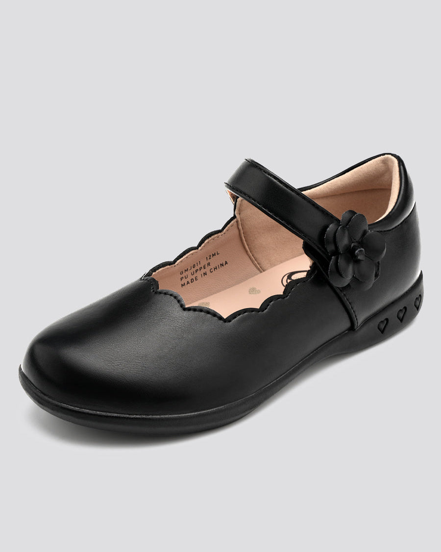 Matte Black Girls Mary Jane Dress Flats - View 2