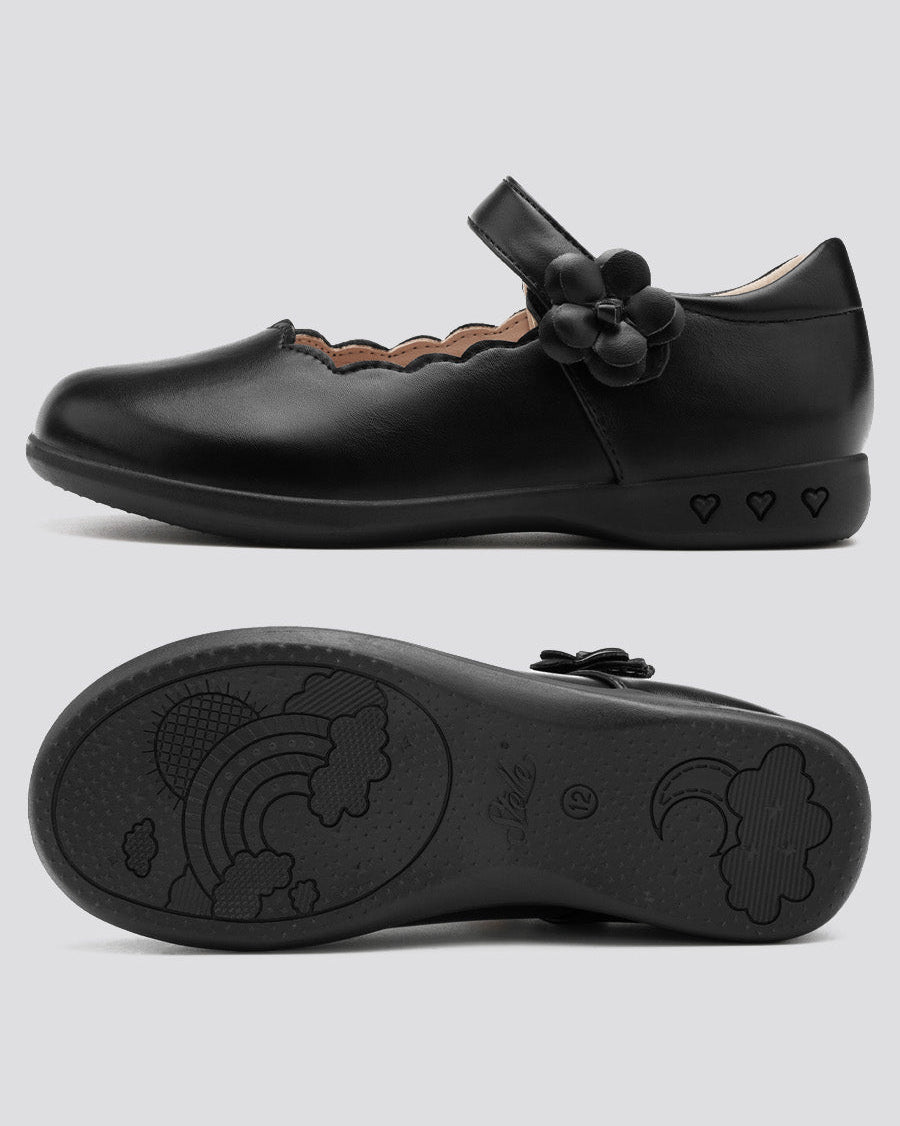 Matte Black Girls Mary Jane Dress Flats - View 3