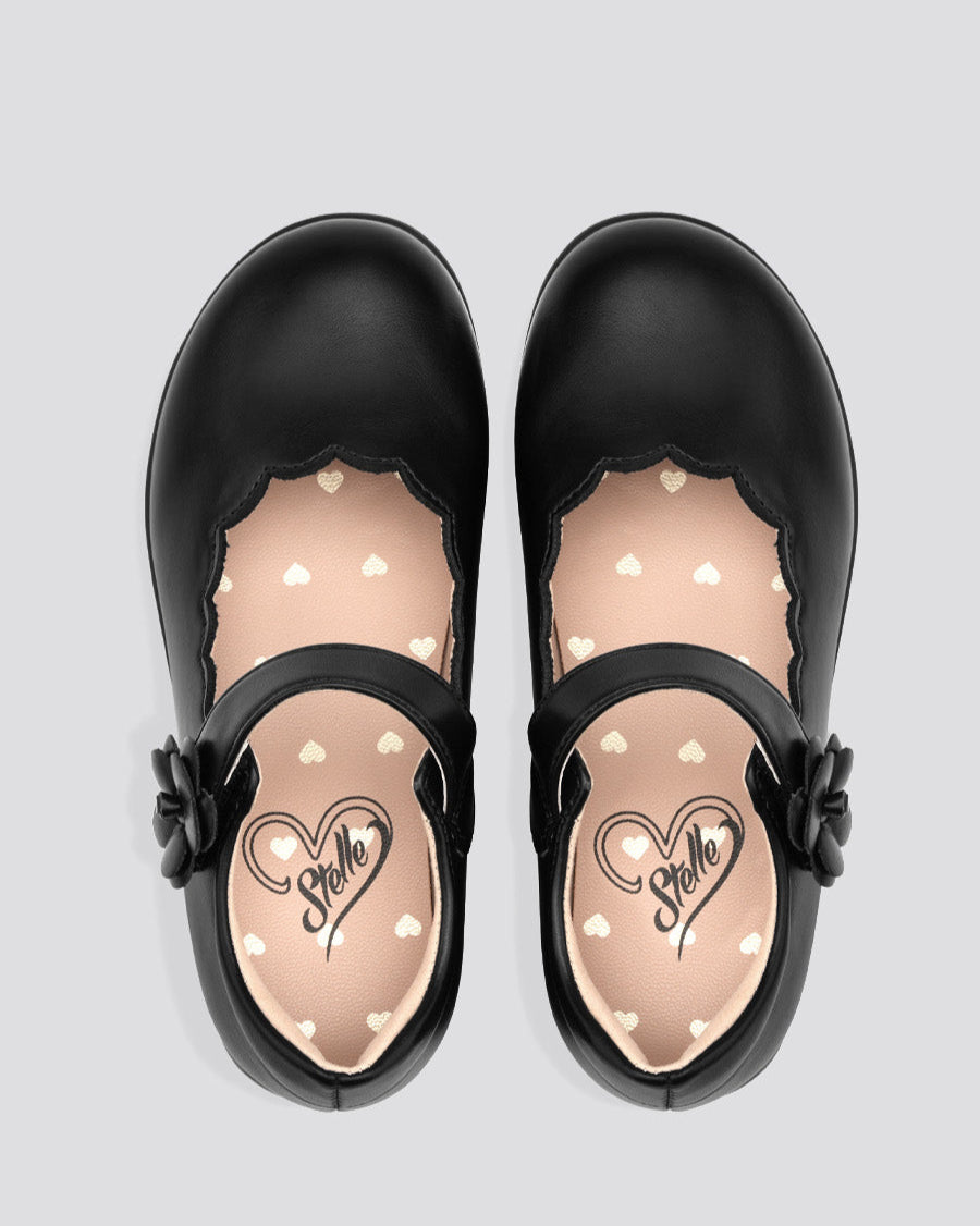 Matte Black Girls Mary Jane Dress Flats - View 4