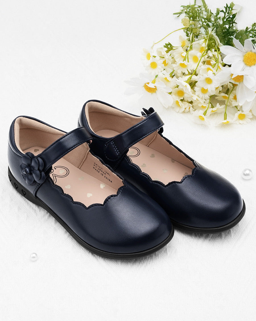 Navy Girls Mary Jane Dress Flats - View 2