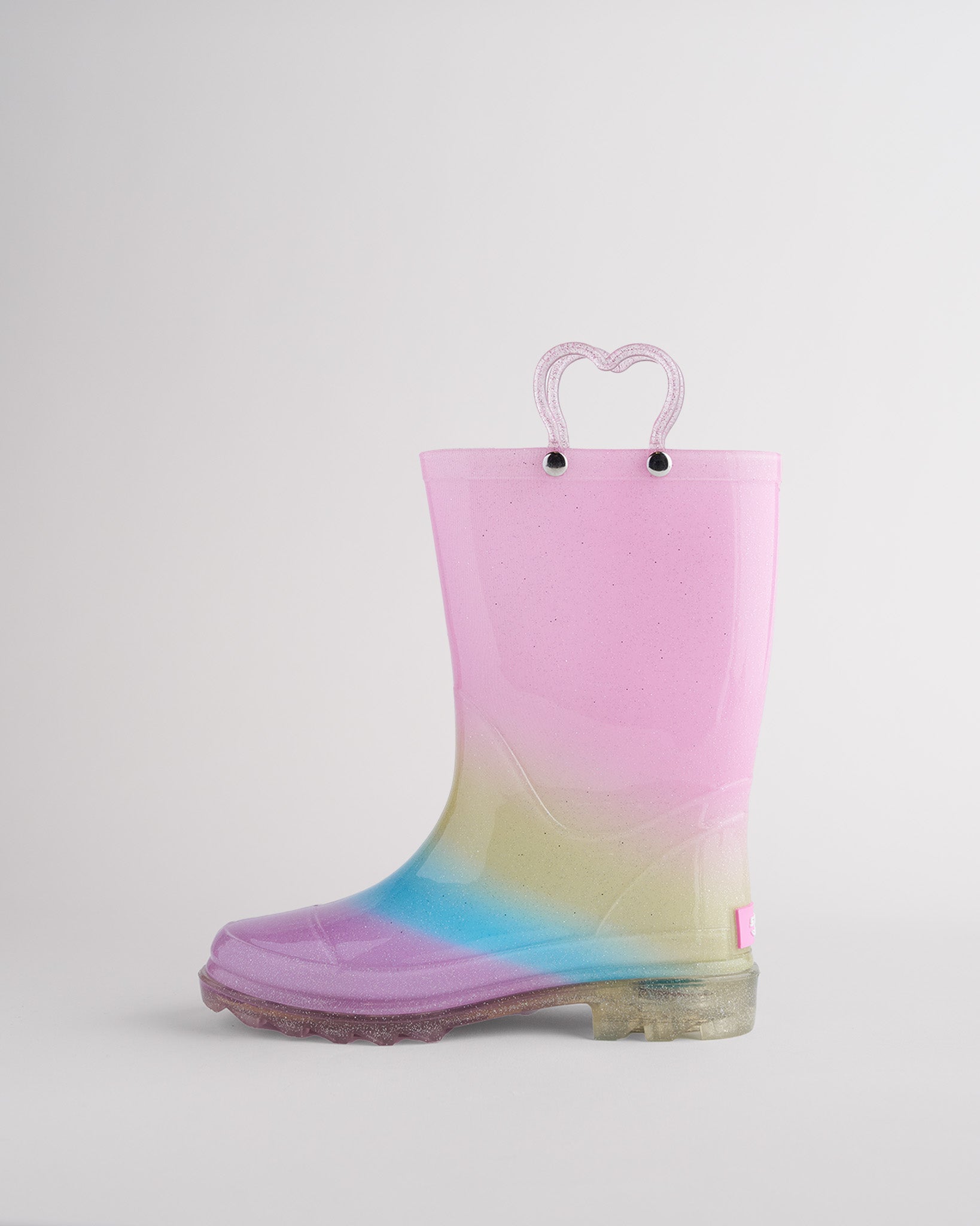 Kids Glitter Light Up Rain Boots in Rainbow